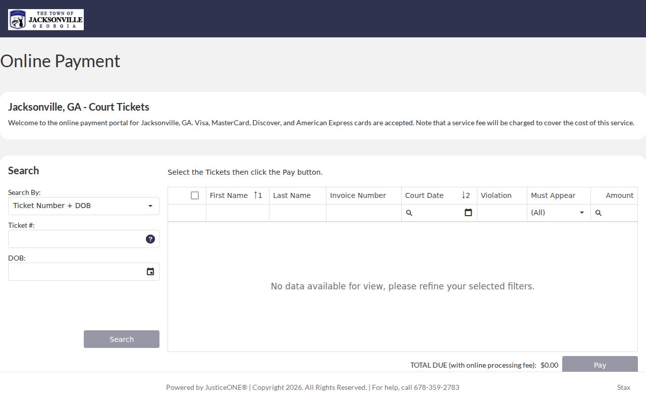 Jacksonville warrant records citation portal linked by municipal court