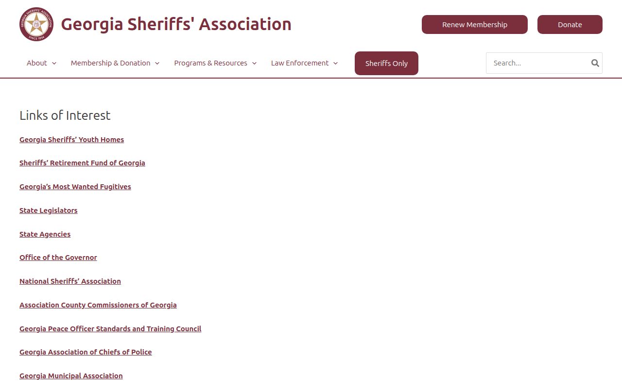 Official Georgia links relevant to the Telfair County most wanted list