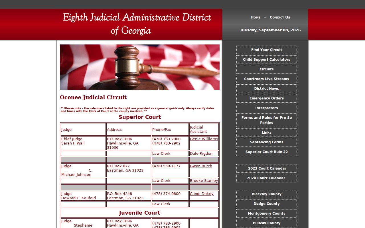 Oconee Judicial Circuit context for Telfair County most wanted warrants