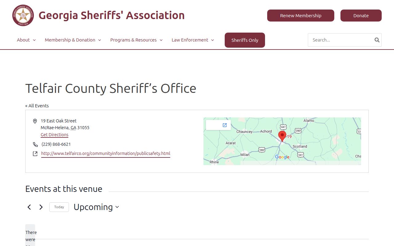 Telfair County Sheriff's warrant records directory